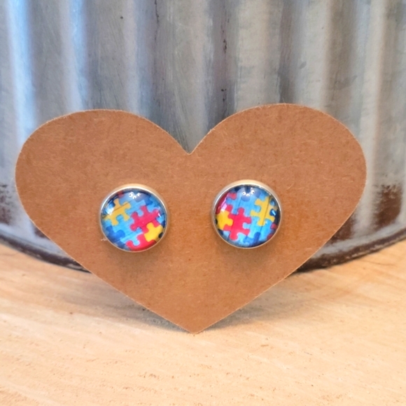 Puzzle Piece Earrings - Picture 1 of 2